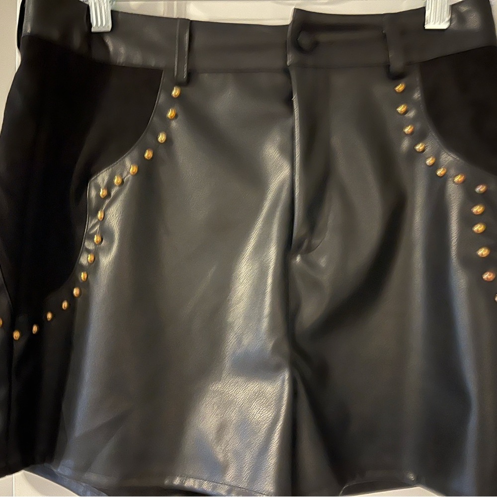 Elegant Black High Waist Shorts with Gold Studs
